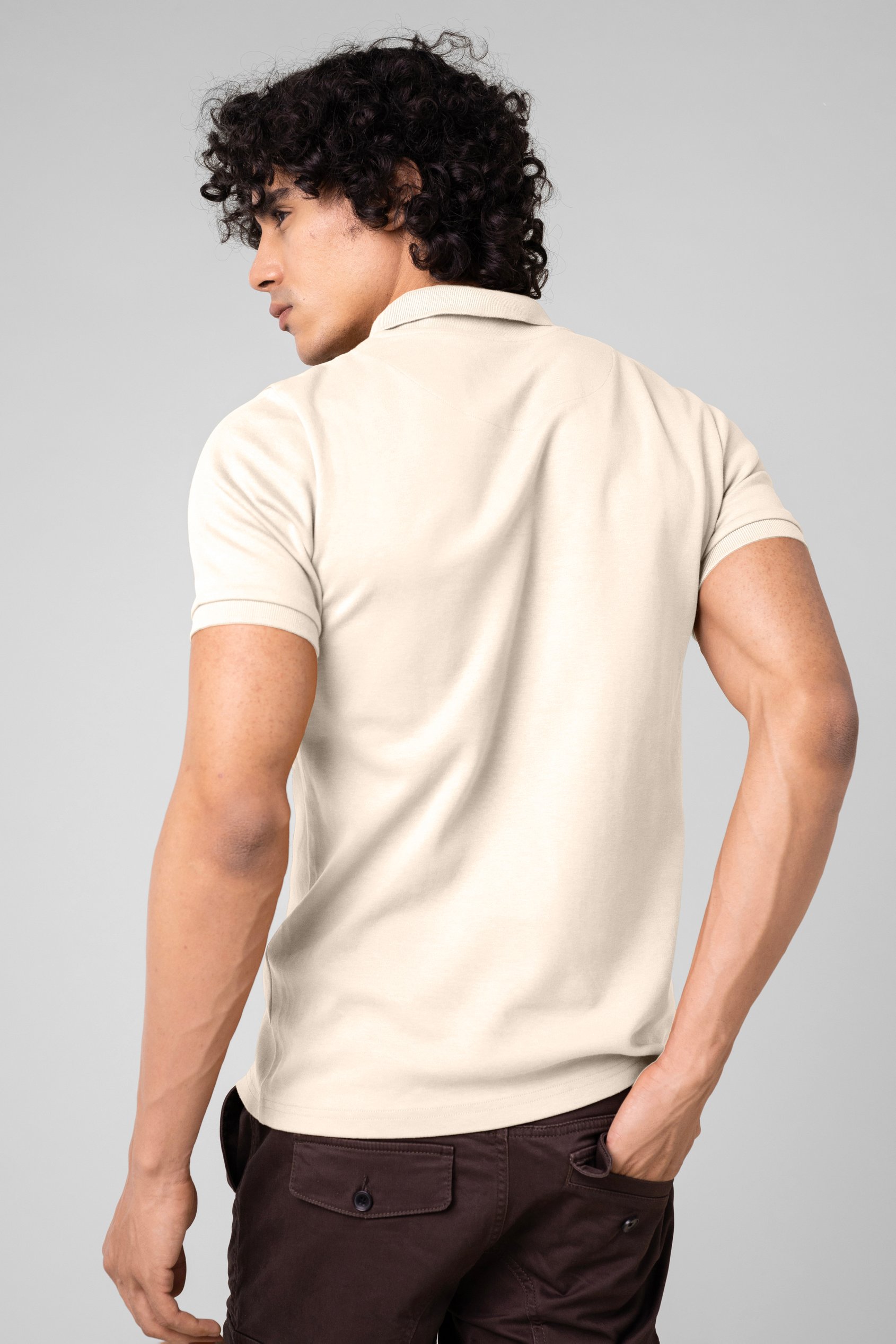 Ribbed Zip Neck Short Sleeve Polo