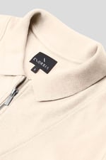 Ribbed Zip Neck Short Sleeve Polo