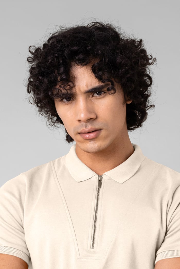 Ribbed Zip Neck Short Sleeve Polo