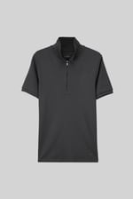 Ribbed Zip Neck Short Sleeve Polo