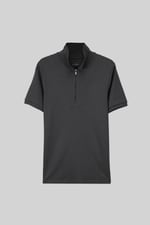 Ribbed Zip Neck Short Sleeve Polo