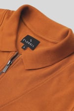 Ribbed Zip Neck Short Sleeve Polo