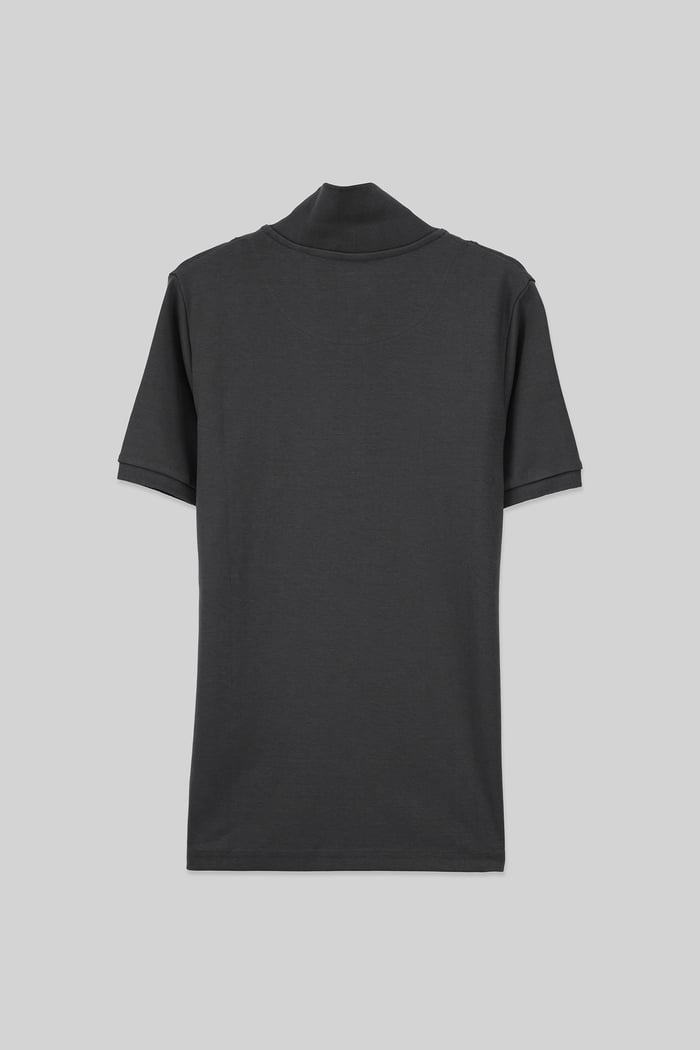 Ribbed Zip Neck Short Sleeve Polo