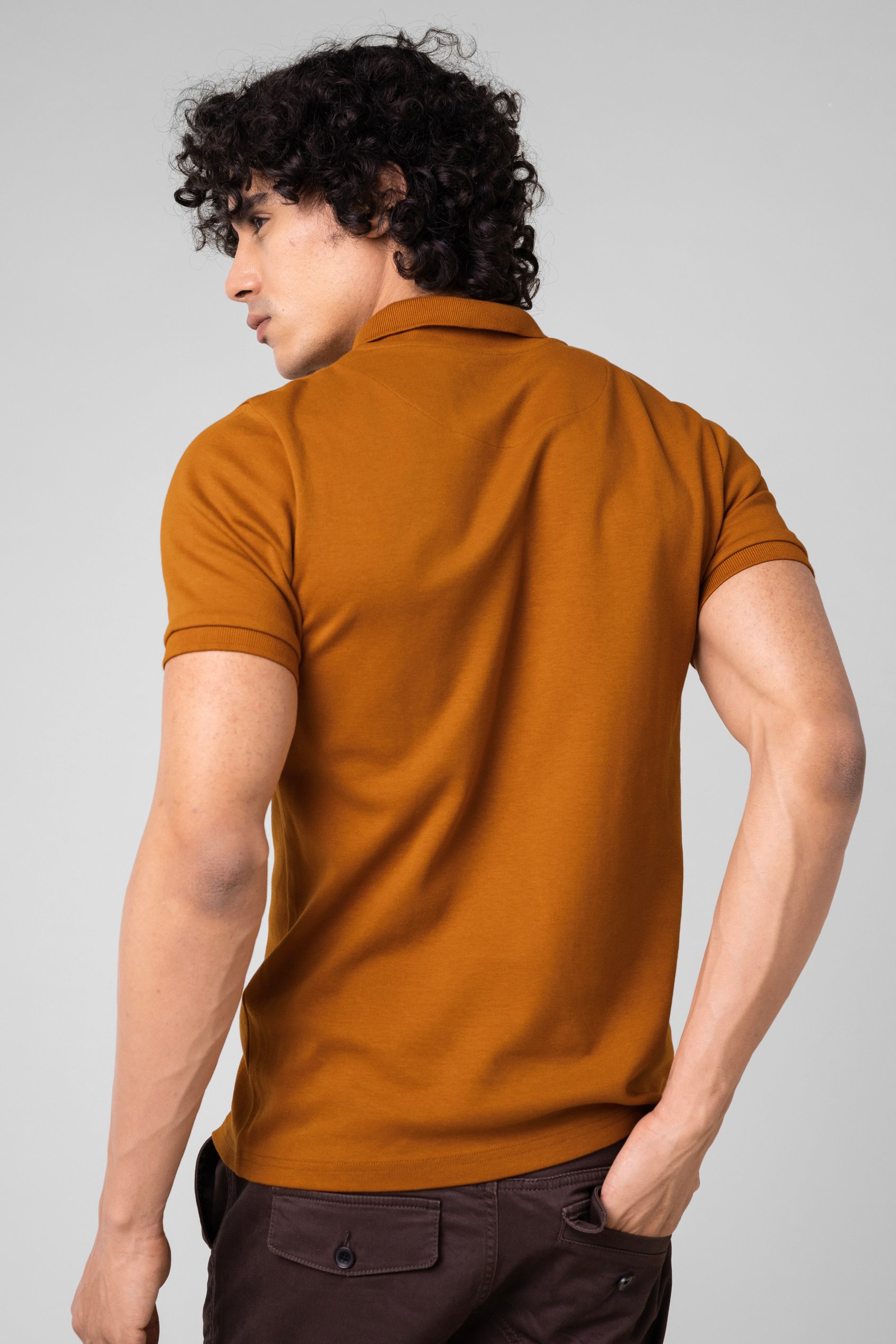 Ribbed Zip Neck Short Sleeve Polo