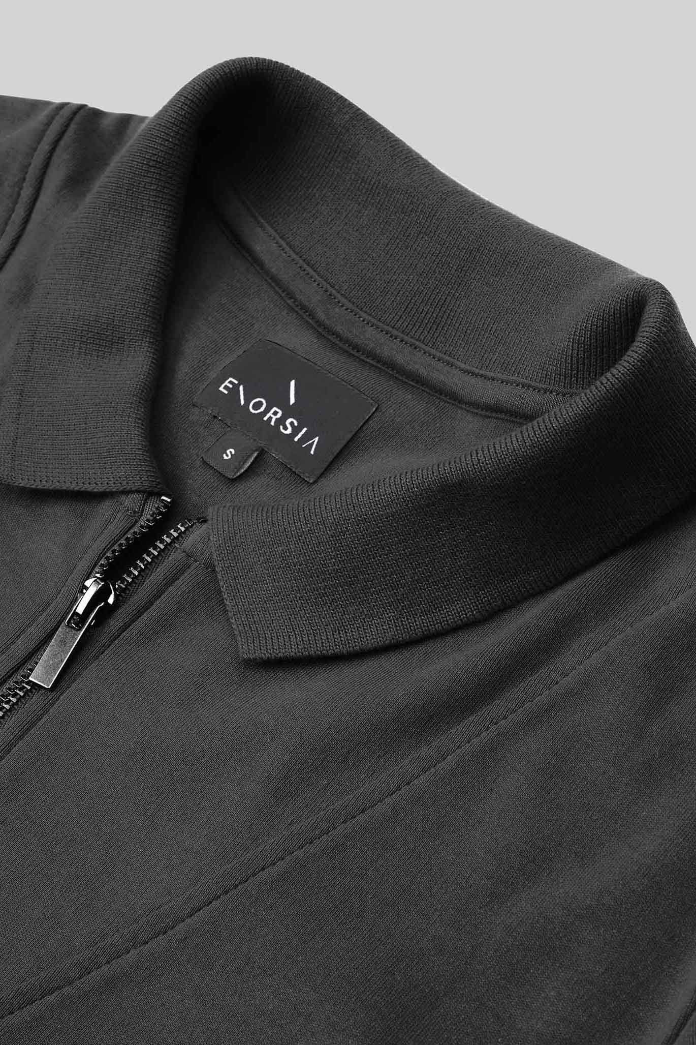 Ribbed Zip Neck Short Sleeve Polo