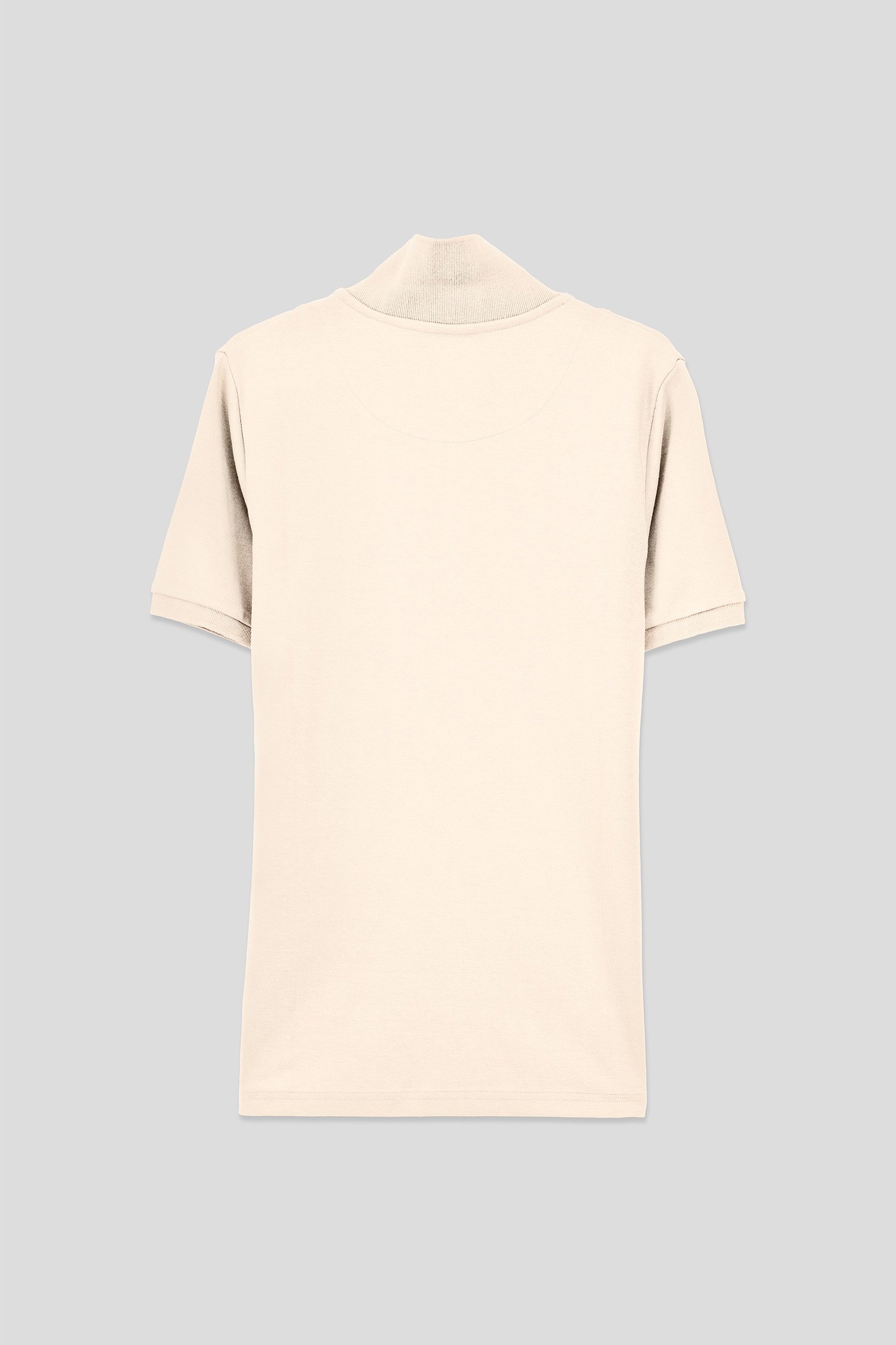 Ribbed Zip Neck Short Sleeve Polo