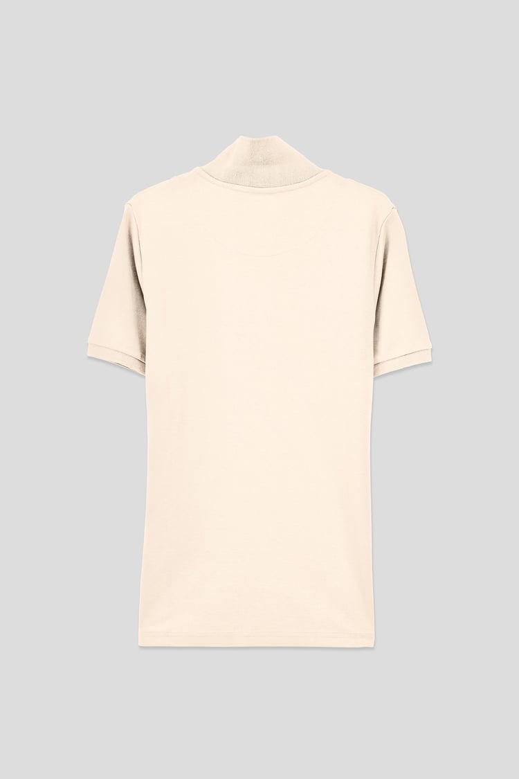 Ribbed Zip Neck Short Sleeve Polo