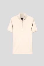 Ribbed Zip Neck Short Sleeve Polo