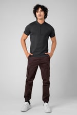 Ribbed Zip Neck Short Sleeve Polo