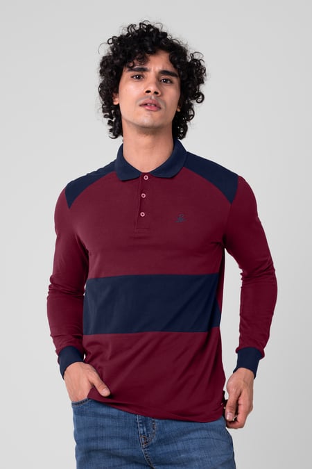 Mens Red Cut & Sew Pique Polo