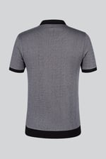 Contrast V-Neck Collar Cotton Polo Shirt