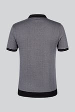 Contrast V-Neck Collar Cotton Polo Shirt