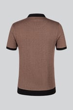 Contrast V-Neck Collar Cotton Polo Shirt