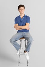 Regular Fit Ribbed V-Neck Polo Shirt