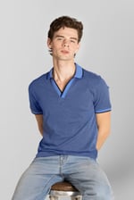 Regular Fit Ribbed V-Neck Polo Shirt