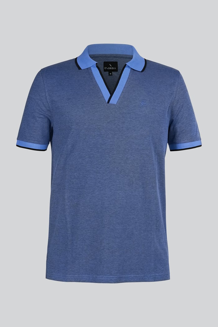 Regular Fit Ribbed V-Neck Polo Shirt