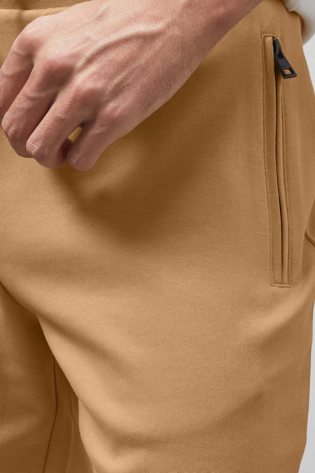 Mens Khaki Jersey Shorts With Zip Pocket