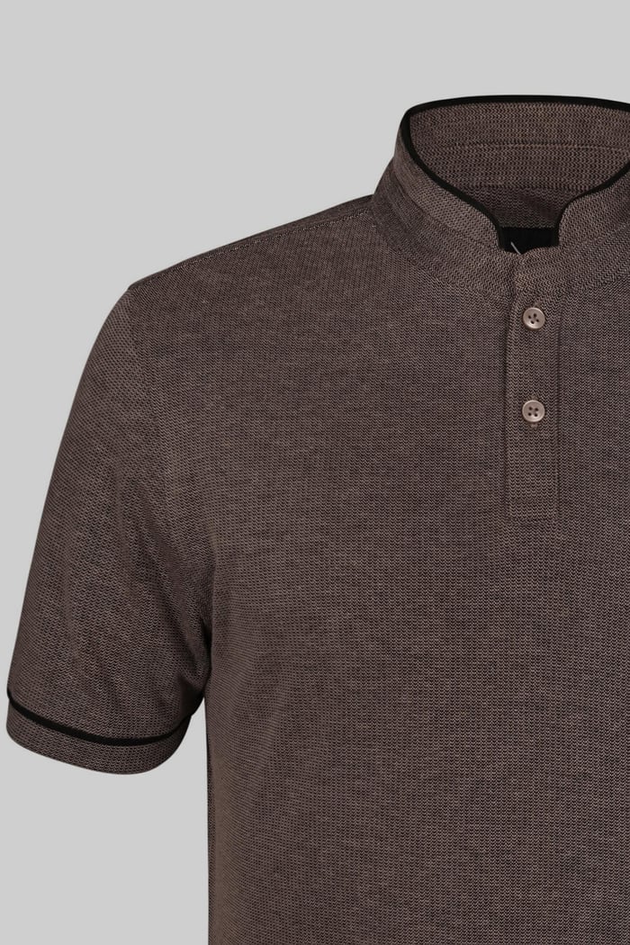 Band Collar Interlock Polo Shirt