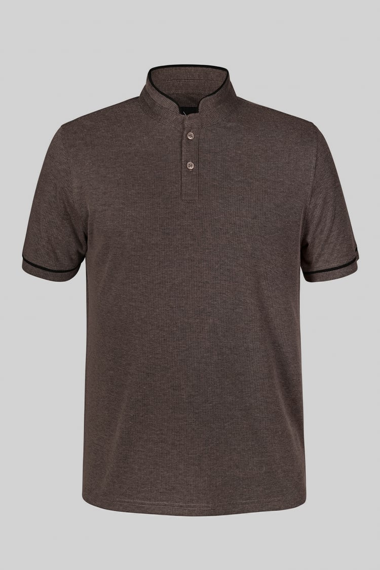 Band Collar Interlock Polo Shirt