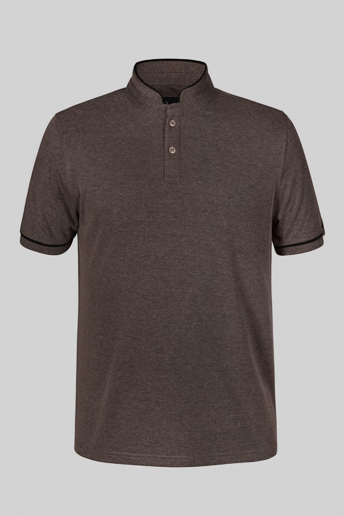 Band Collar Interlock Polo Shirt