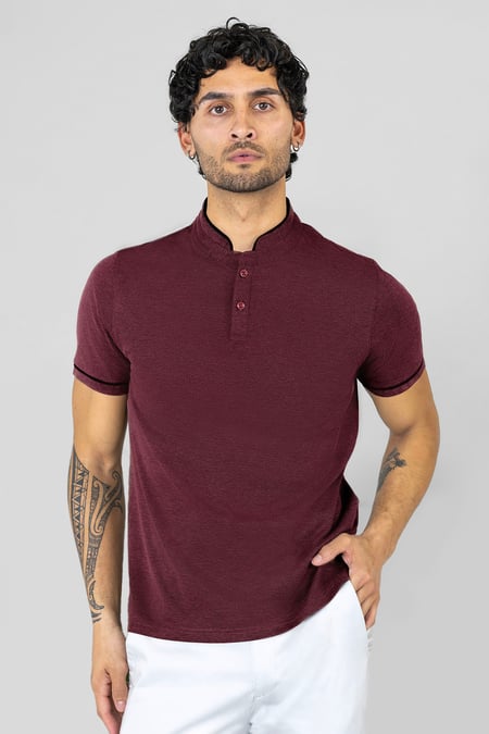 Red Band Collar Interlock Polo Shirt