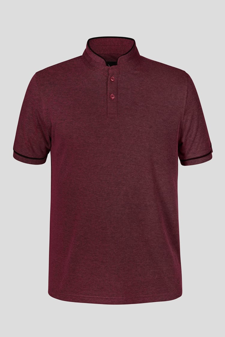 Band Collar Interlock Polo Shirt