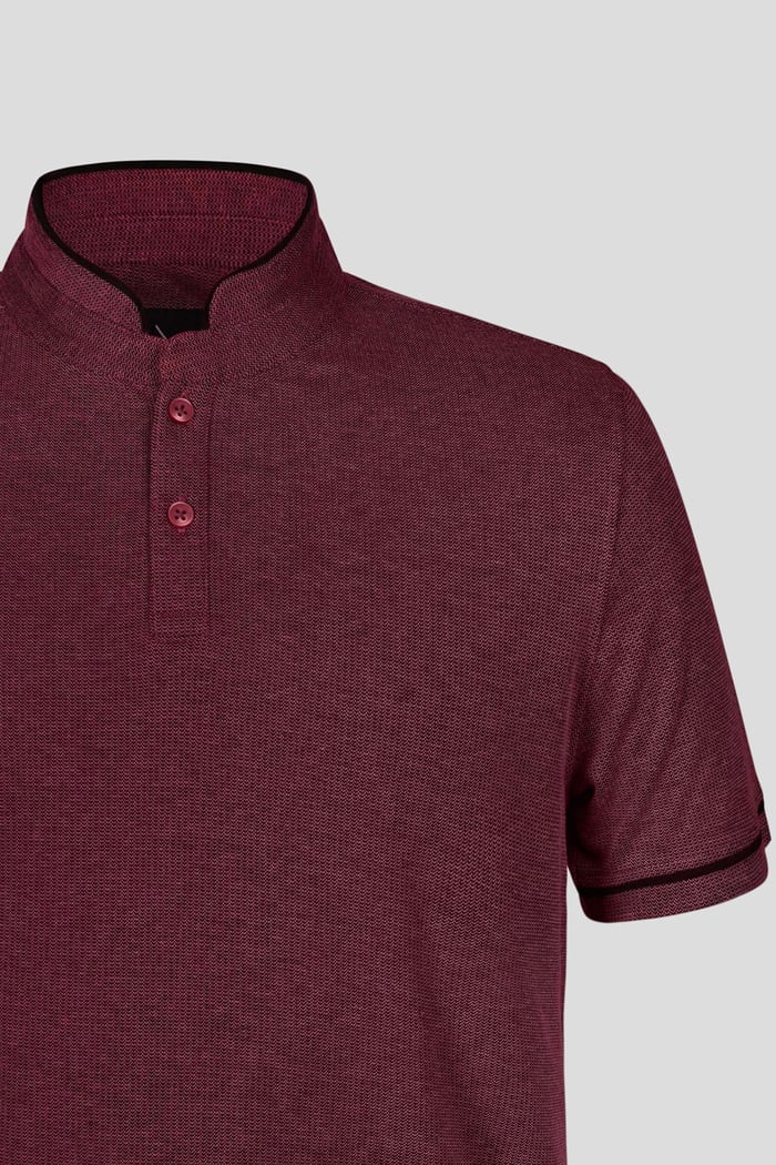 Band Collar Interlock Polo Shirt