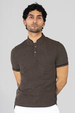 Band Collar Interlock Polo Shirt