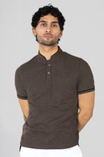 Band Collar Interlock Polo Shirt