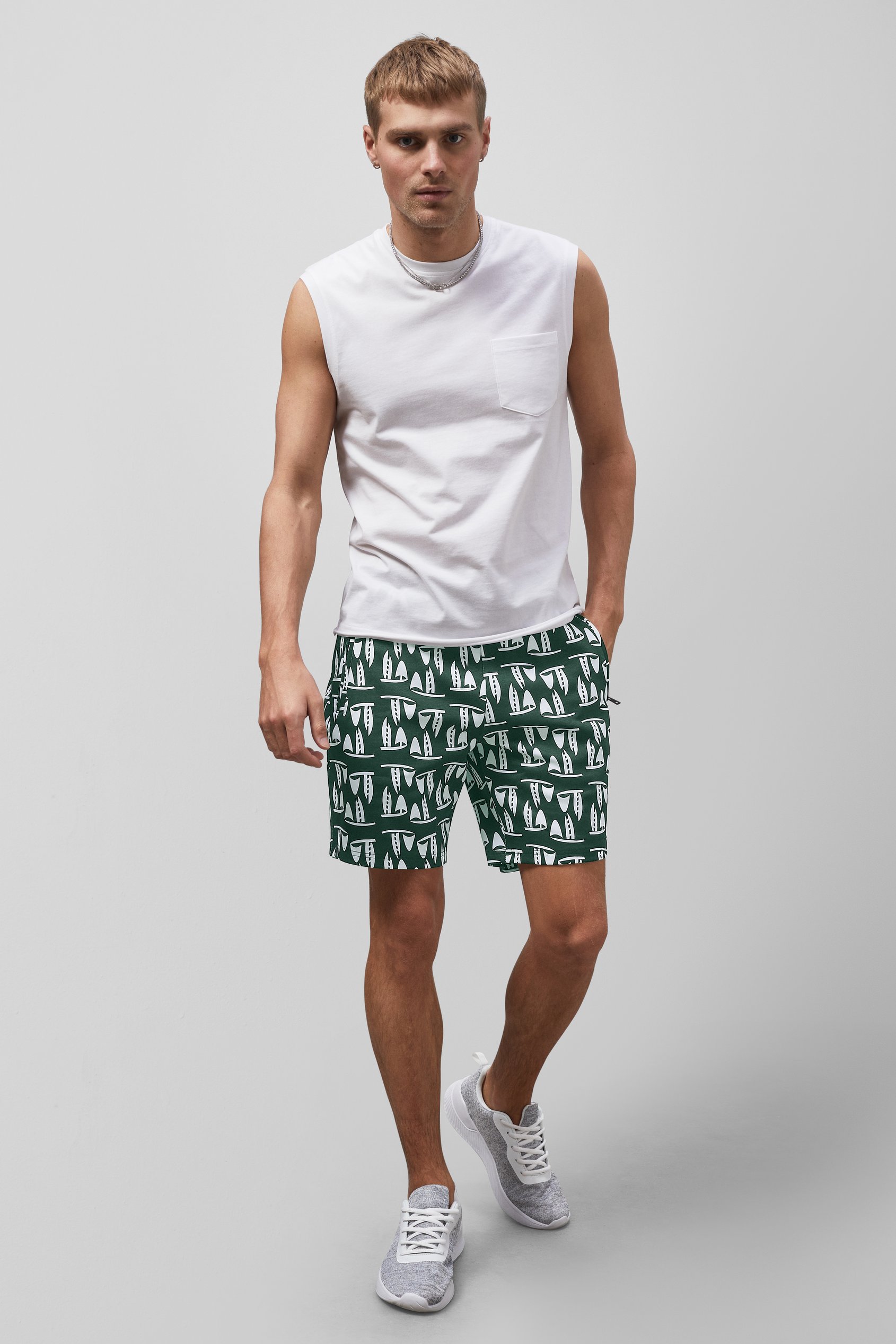 Printed Shorts With Zip Pocket