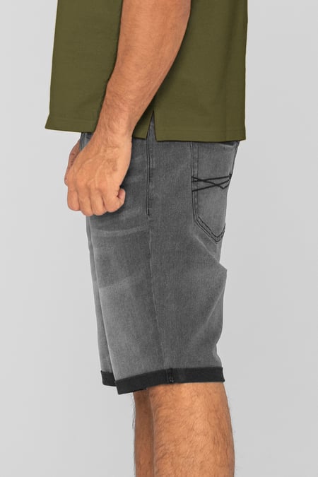 Grey Skinny Stretch Denim Shorts