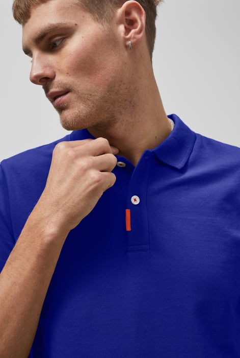 Blue Solid Pique Polo Shirt
