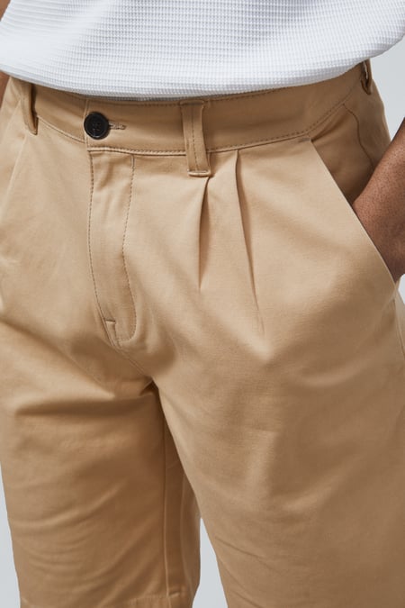 Tan Straight Leg Short Chino Shorts