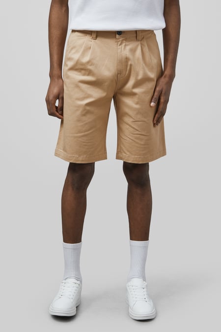 White Straight Leg Short Chino Shorts