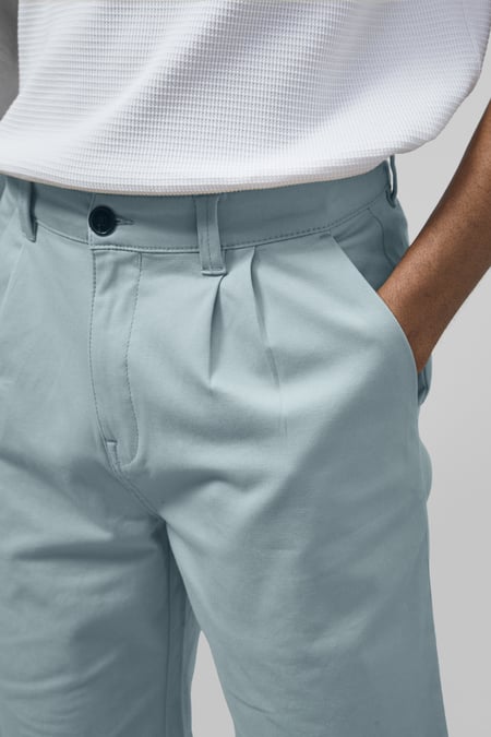 Blue Straight Leg Short Chino Shorts