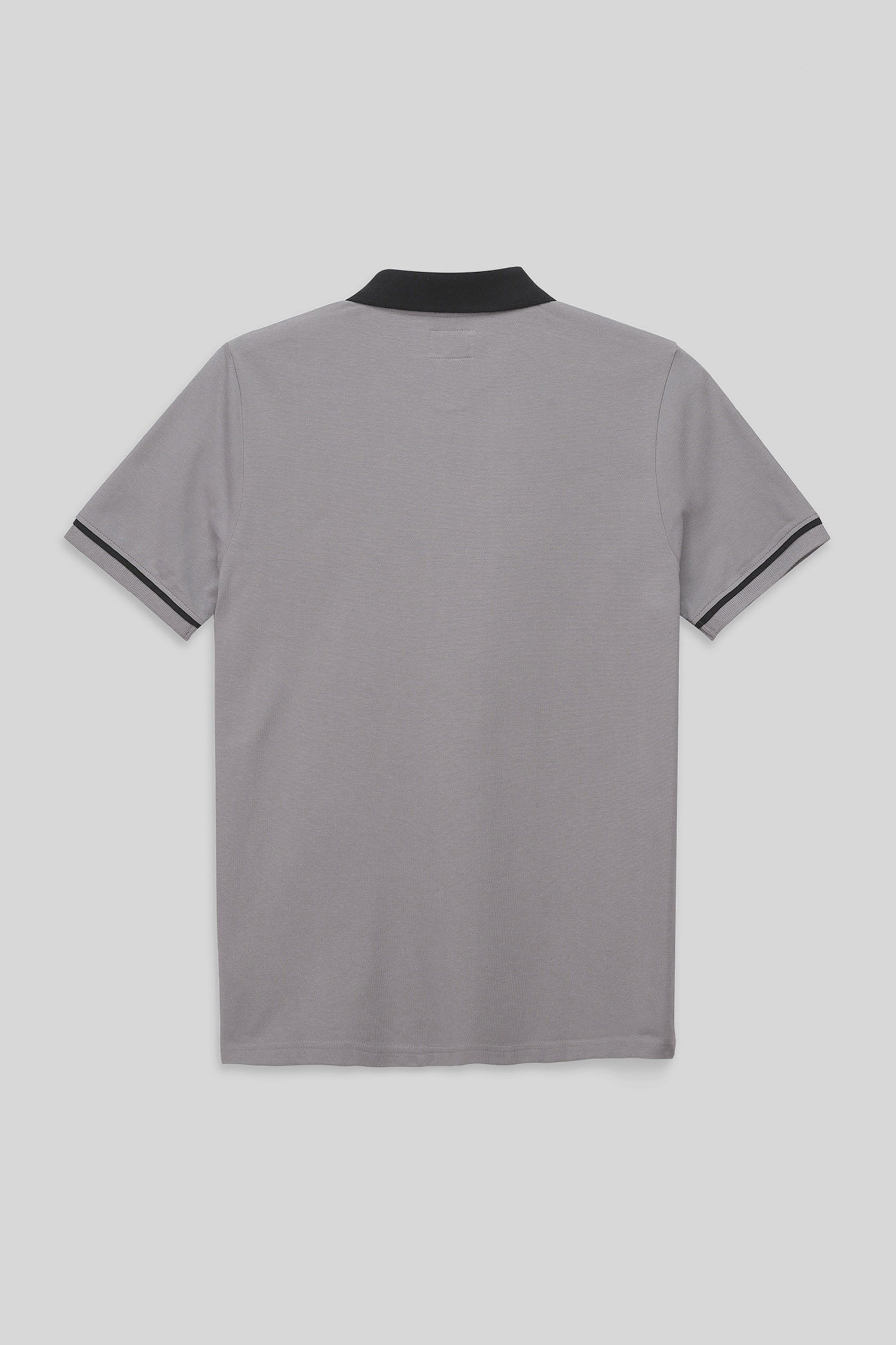 Contrast Collar Zip-Up Polo Shirt