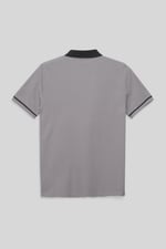 Contrast Collar Zip-Up Polo Shirt