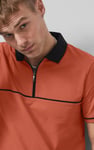 Contrast Collar Zip-Up Polo Shirt