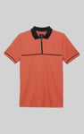 Contrast Collar Zip-Up Polo Shirt