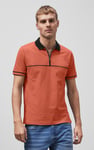 Contrast Collar Zip-Up Polo Shirt