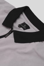 Contrast Collar Zip-Up Polo Shirt