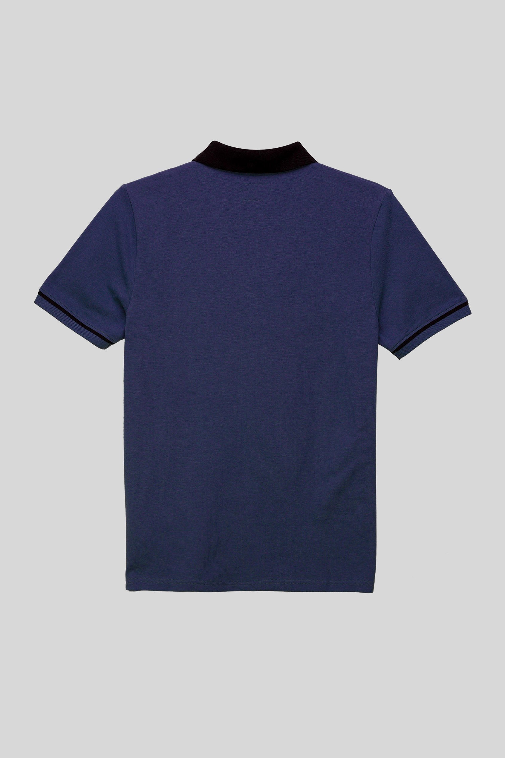 Contrast Collar Zip-Up Polo Shirt