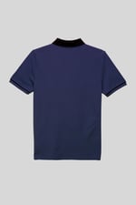 Contrast Collar Zip-Up Polo Shirt