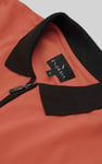 Contrast Collar Zip-Up Polo Shirt