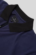 Contrast Collar Zip-Up Polo Shirt
