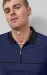 Contrast Collar Zip-Up Polo Shirt