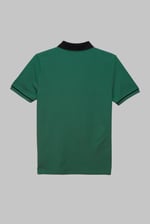 Contrast Collar Zip-Up Polo Shirt