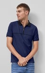 Contrast Collar Zip-Up Polo Shirt