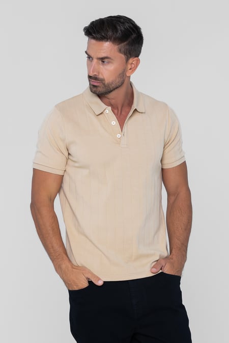 White Enorsia Muscle Ribbed Polo Shirt