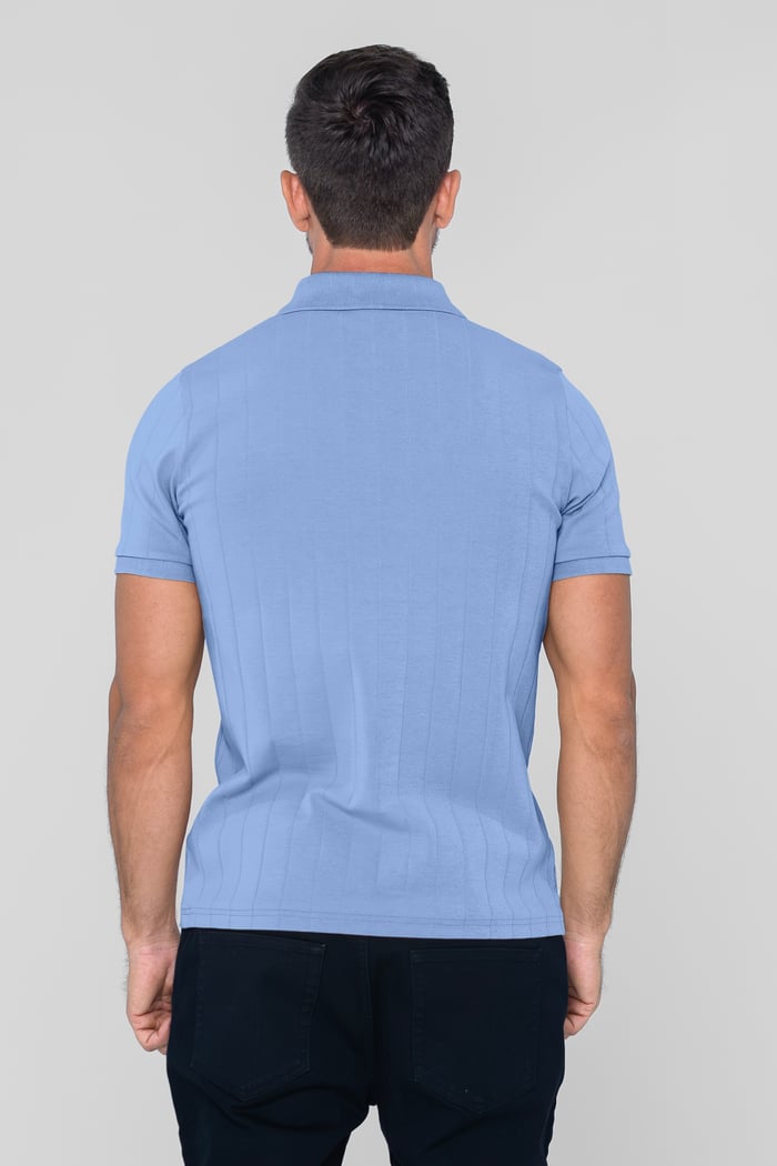 Enorsia Muscle Ribbed Polo Shirt